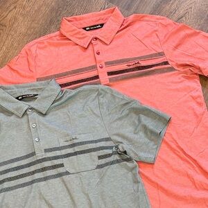 TWO Travis Mathew Golf Polo Shirt Men size Large L set of 2 Short Sleeve cotton